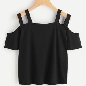Open shoulder double strap tee